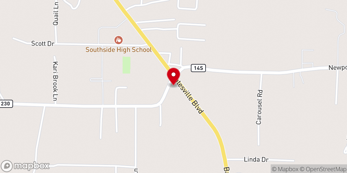 Map showing location of Southside Church of Christ