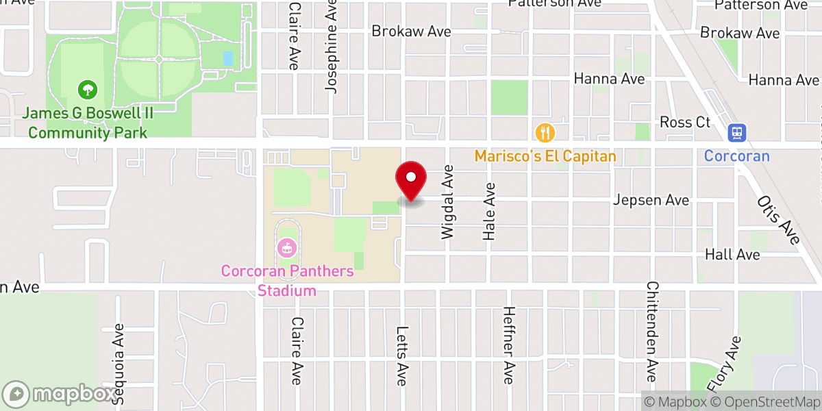Map showing location of Corcoran Community Church of the Nazarene