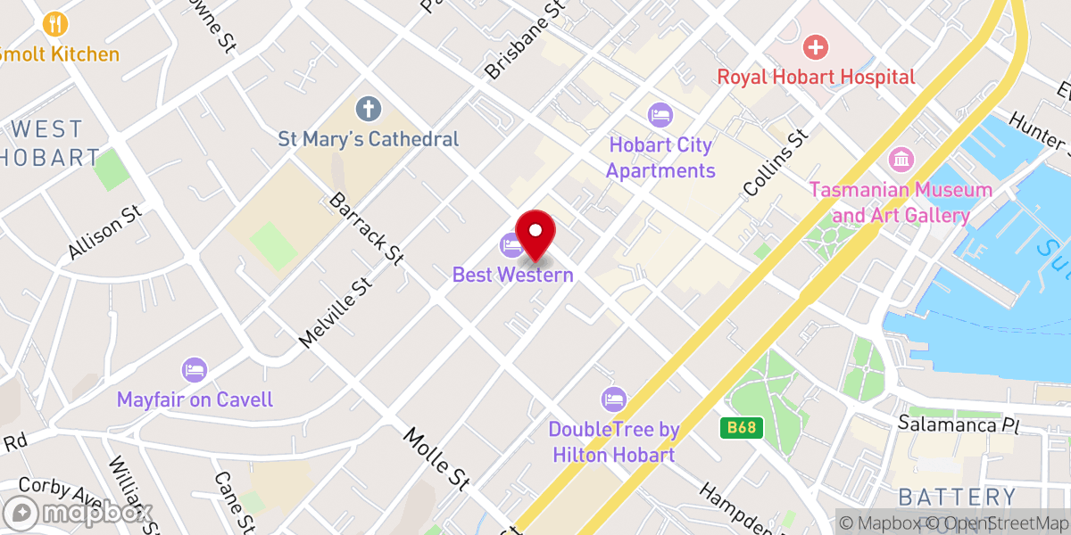 Map showing location of Hobart City Church of Christ