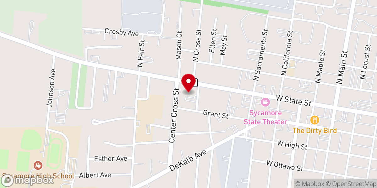 Map showing location of Federated Church of Sycamore