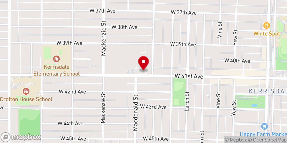 Map showing location of Kerrisdale Presbyterian Church