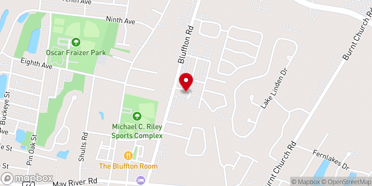 Map showing location of Bluffton church of Christ
