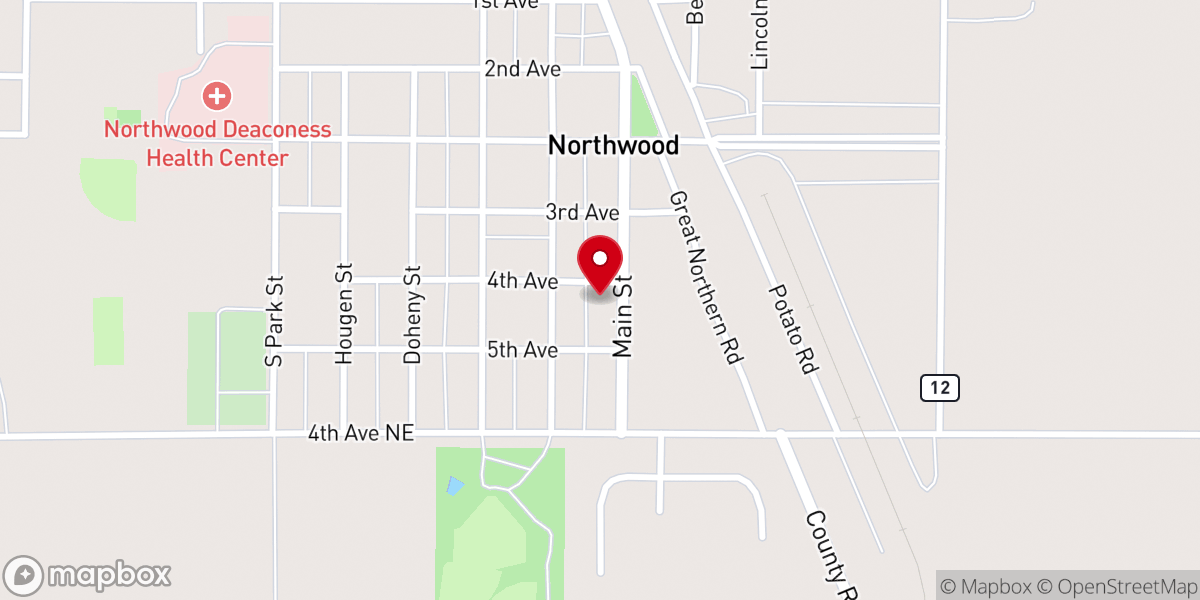 Map showing location of Northwood Community Bible Church