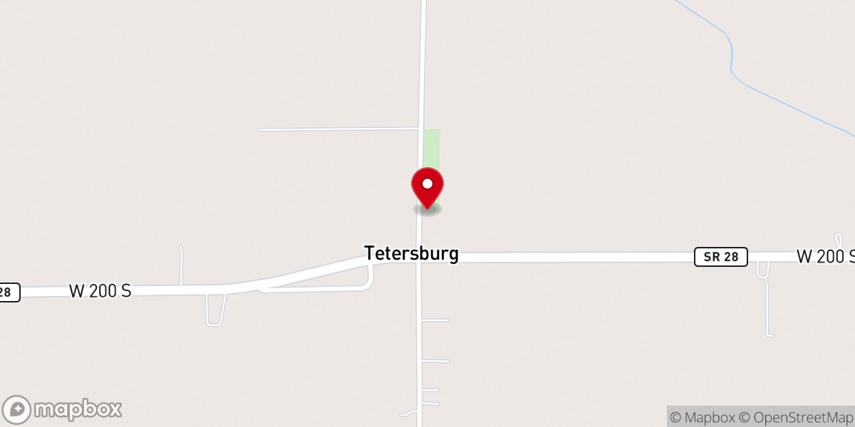 Map showing location of Tetersburg Christian Church