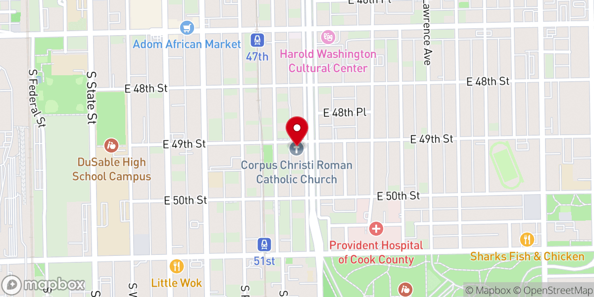 Map showing location of Corpus Christi Roman Catholic Church