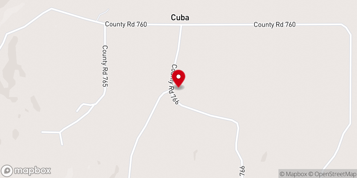 Map showing location of Tuscumbia Baptist Church