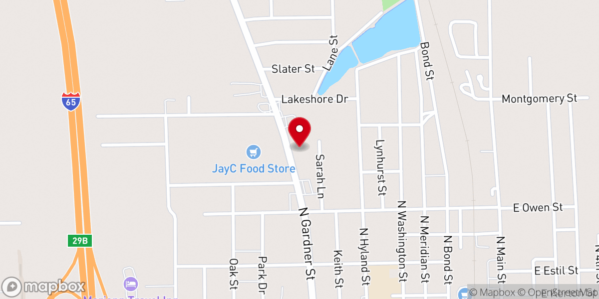 Map showing location of Scottsburg Bowling Lanes