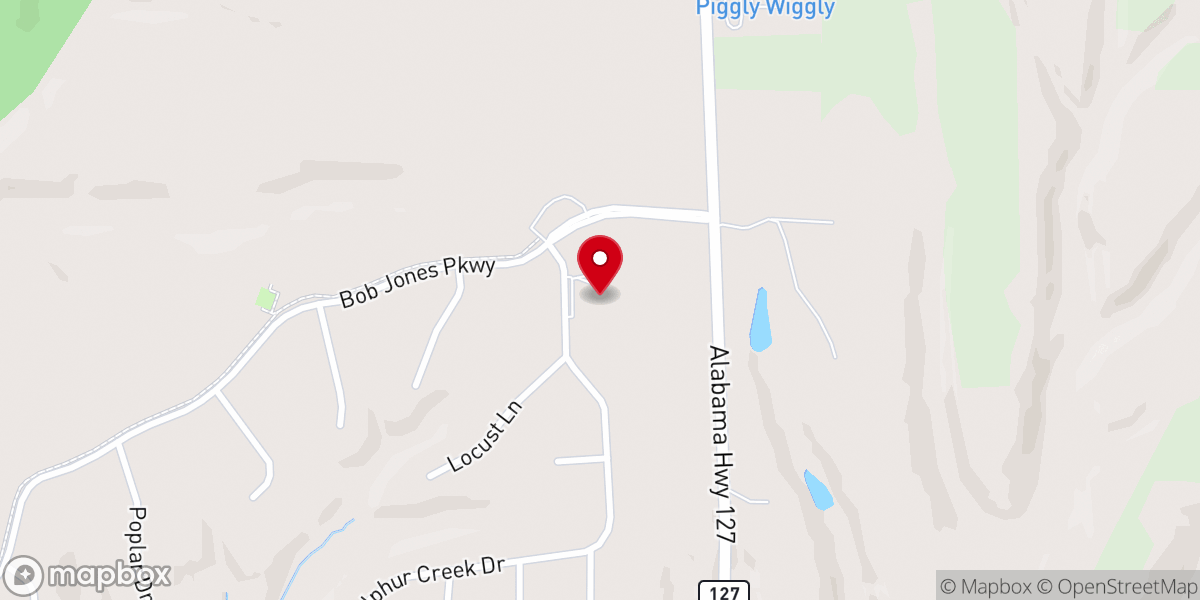 Map showing location of Elkmont Baptist Church