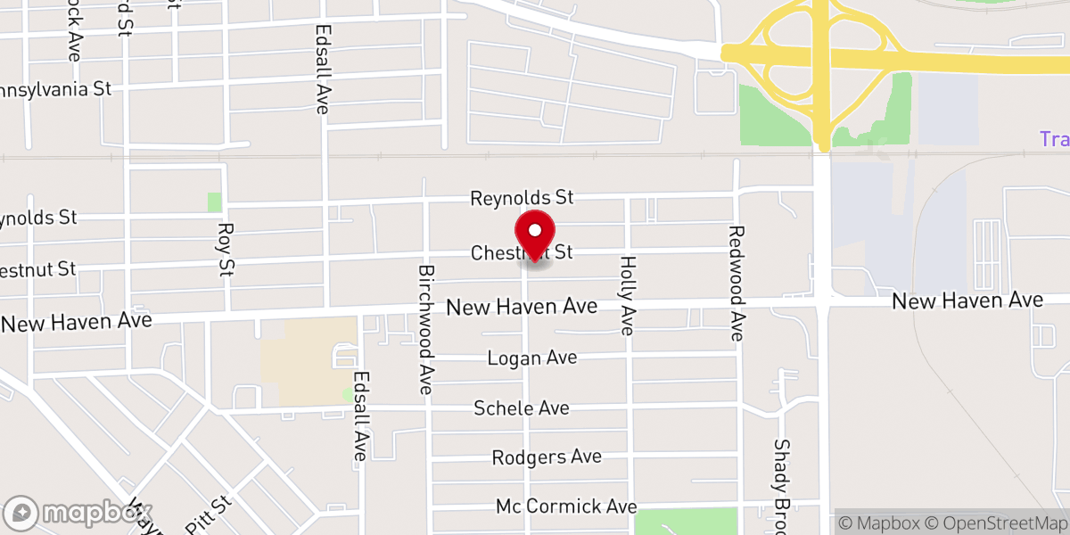 Map showing location of Tabernacle Baptist Church