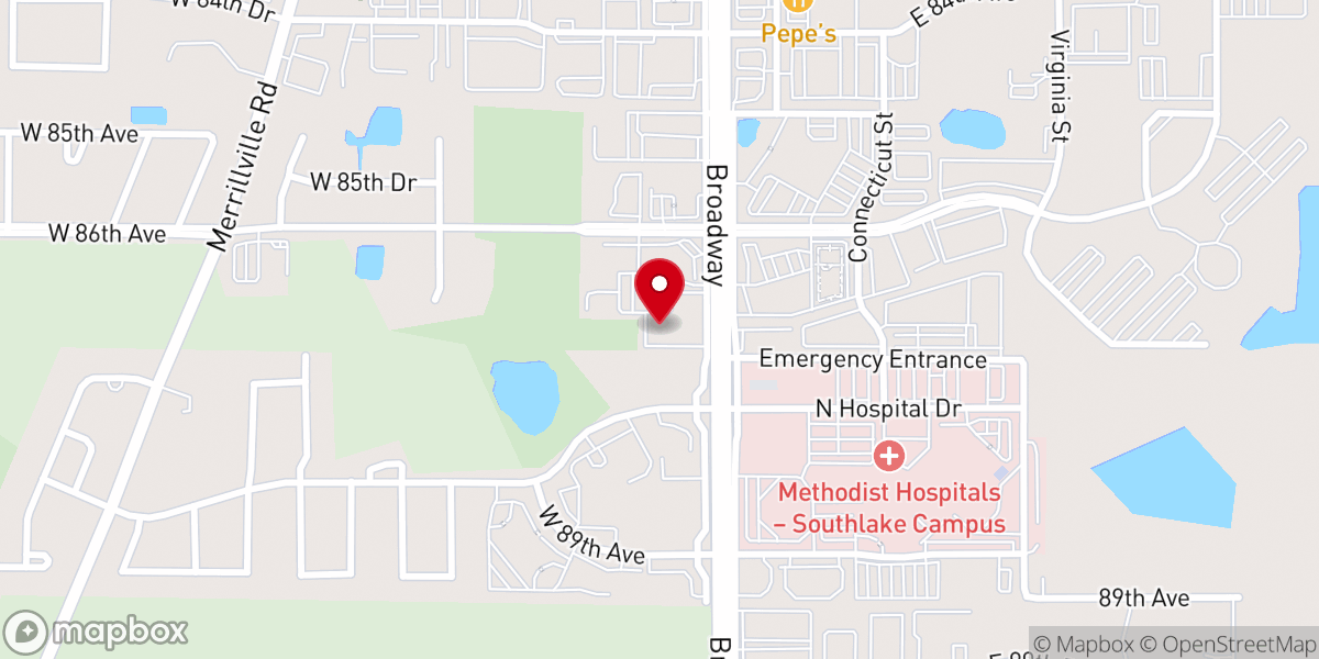 Map showing location of Christ Embassy Merrillville