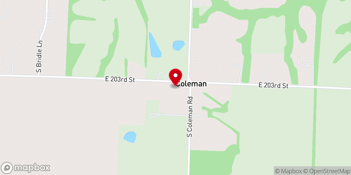 Map showing location of Coleman Baptist Church