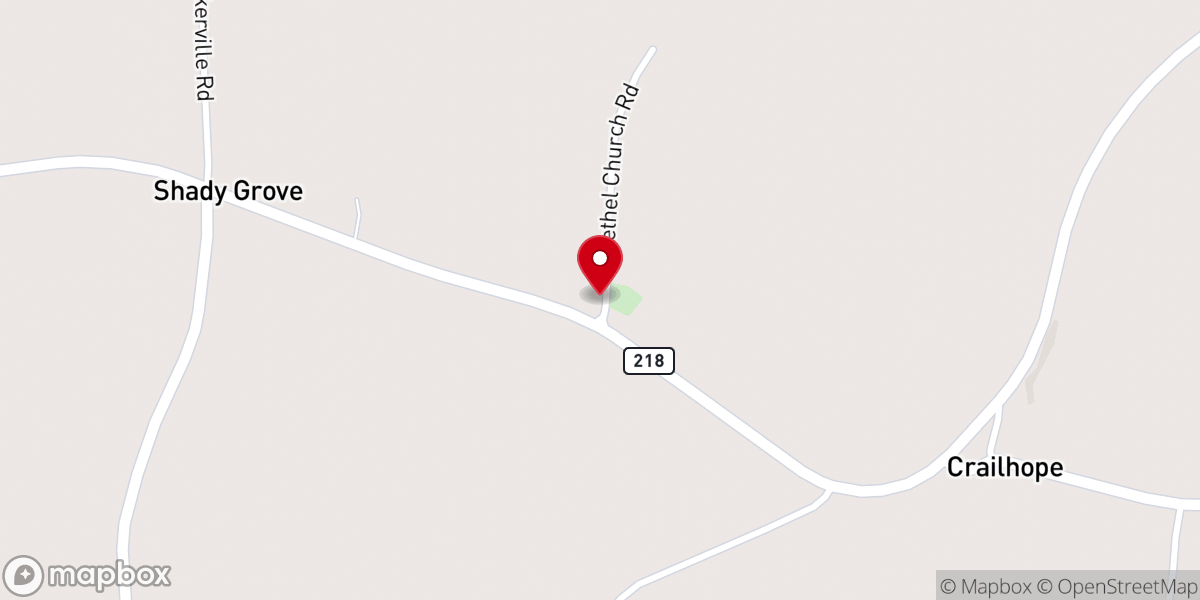 Map showing location of Bethel Church