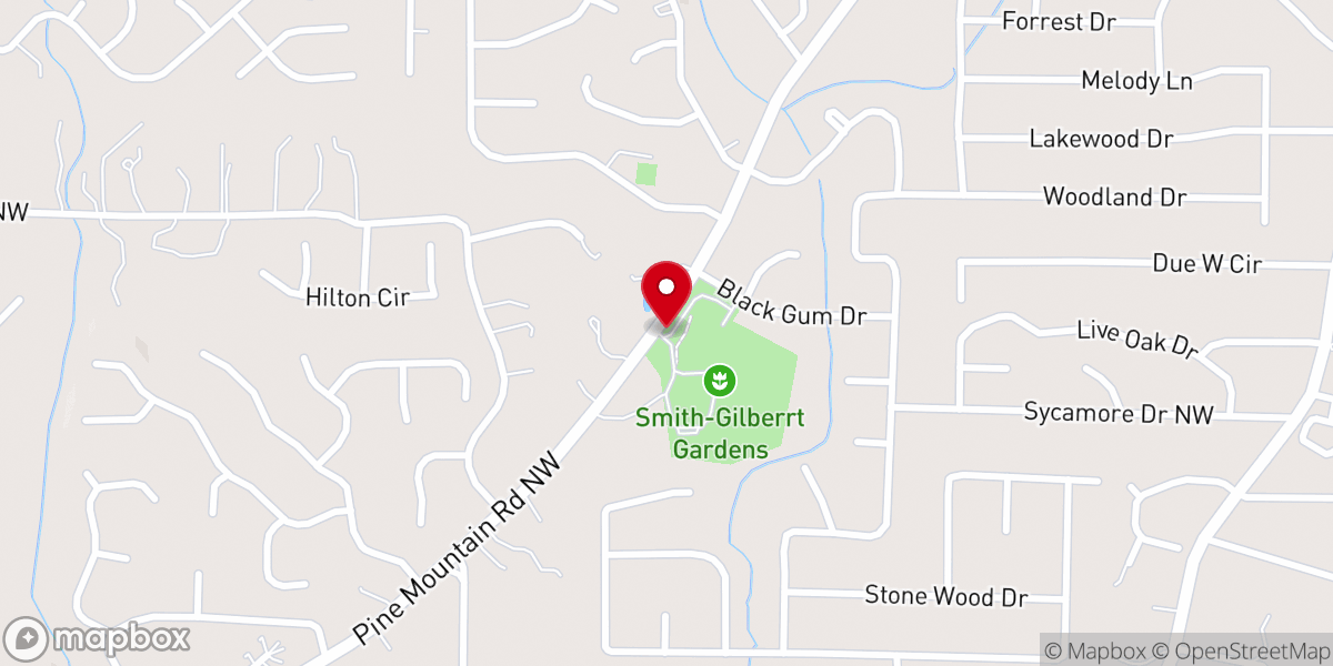 Map showing location of Smith-Gilbert Gardens