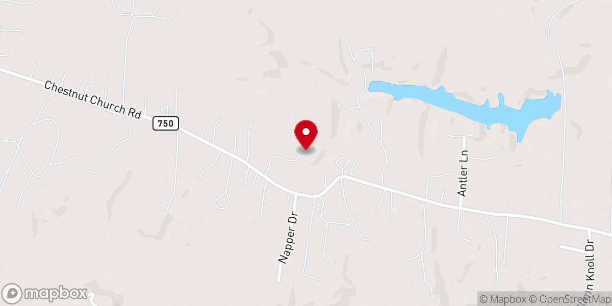 Map showing location of New Chestnut Baptist Church