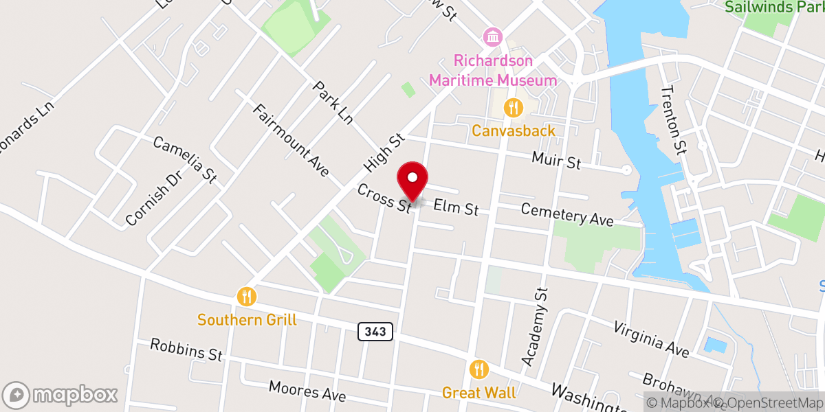 Map showing location of Zion Baptist Church