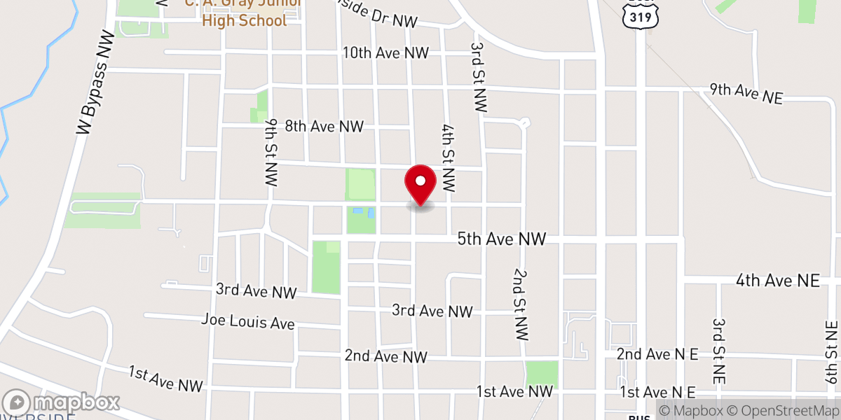 Map showing location of Friendship Missionary Baptist Church