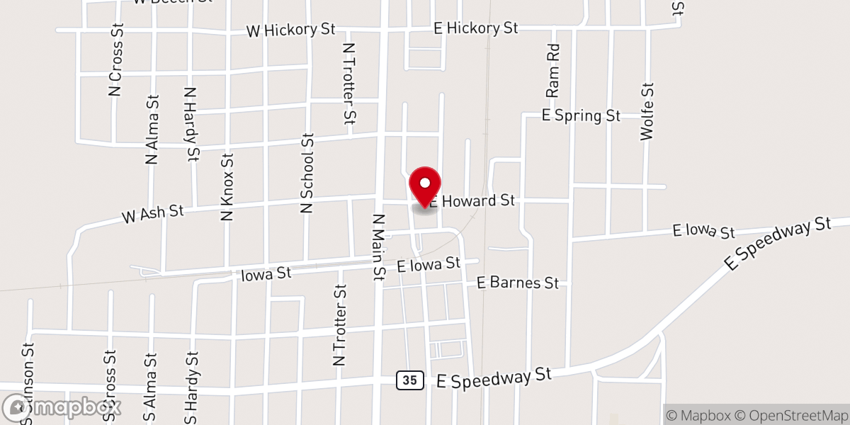 Map showing location of Temple Baptist Church
