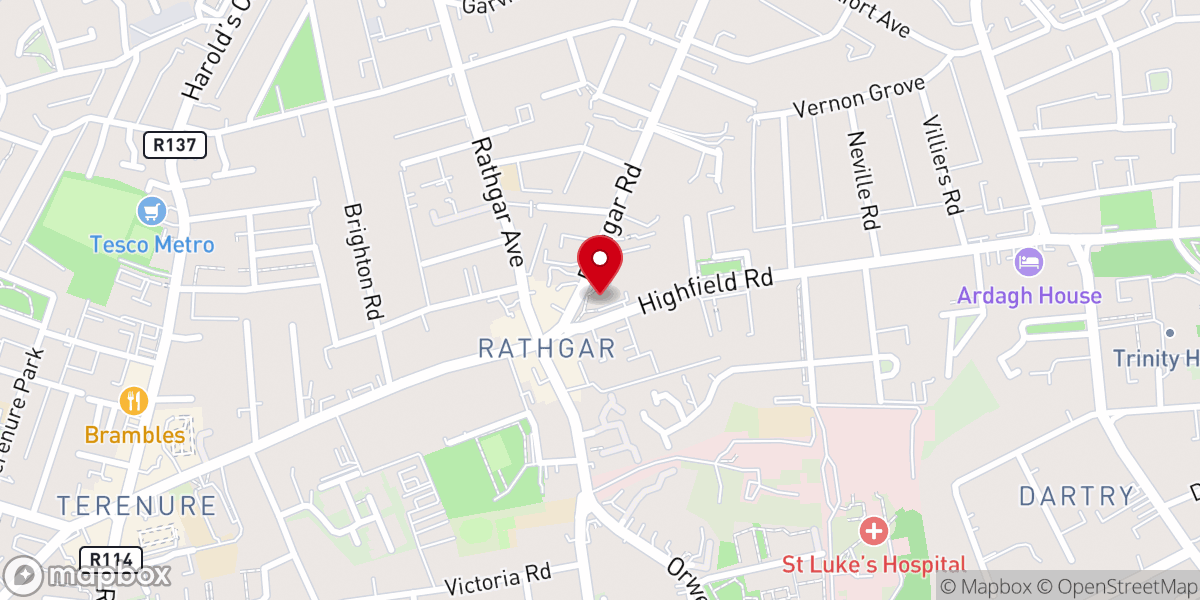 Map showing location of Christ Church Rathgar
