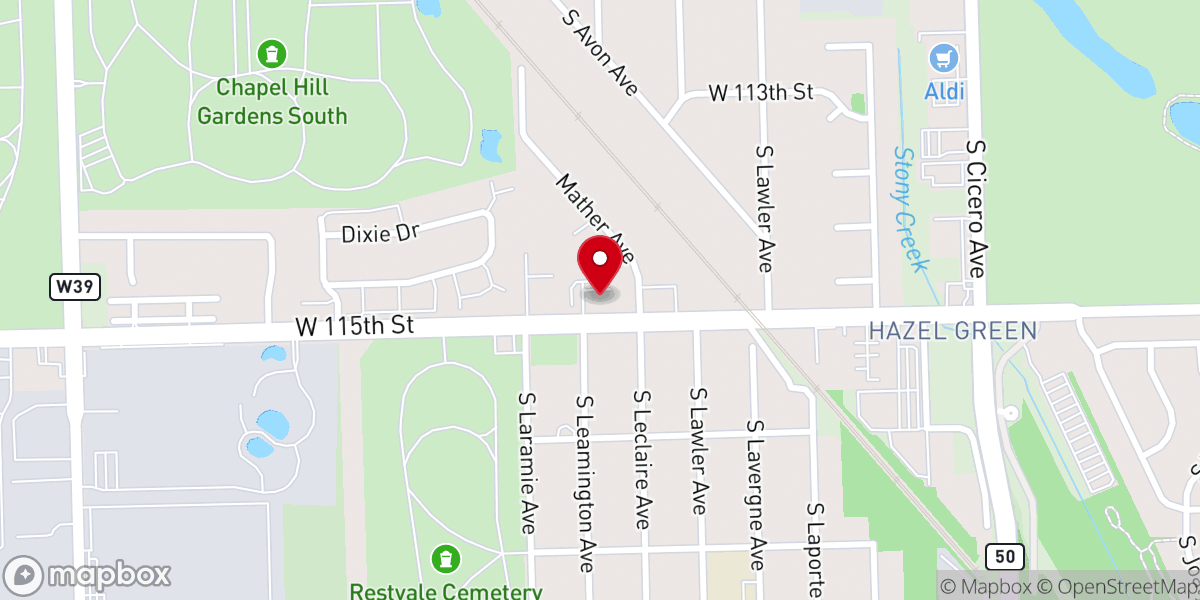 Map showing location of New Hope Church