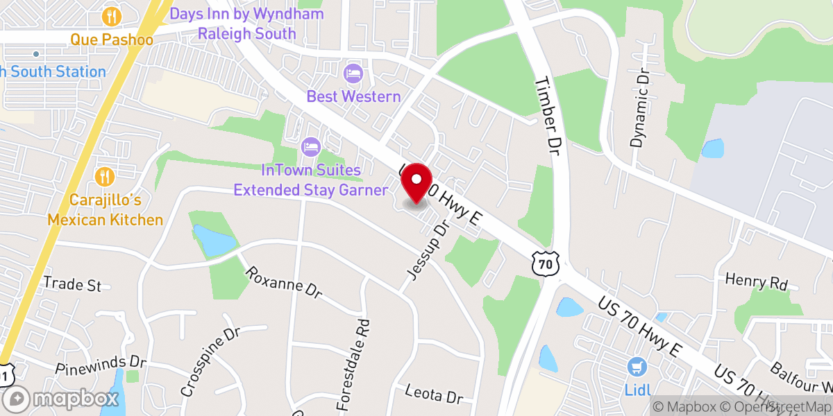 Map showing location of Victory Tabernacle Church