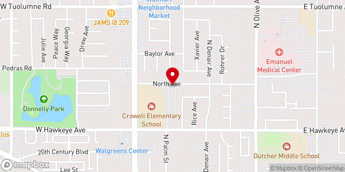Map showing location of Turlock Assyrian Assembly of God Church
