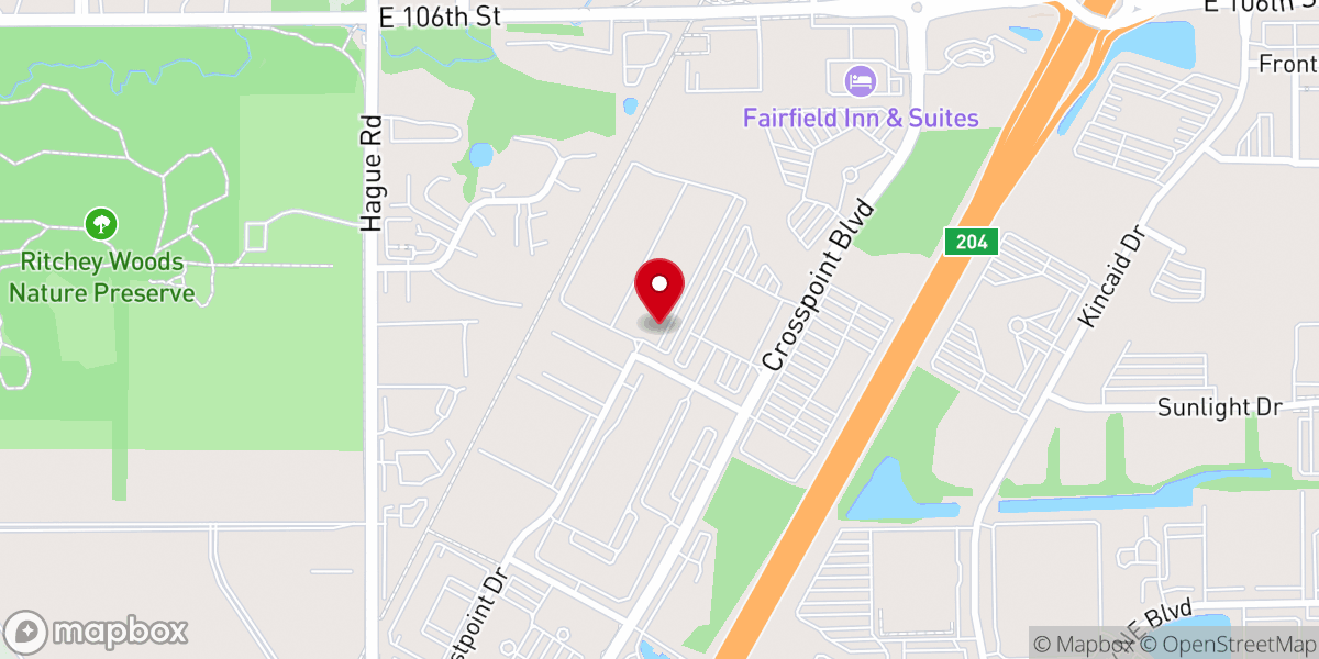 Map showing location of Habitat for Humanity Fishers ReStore
