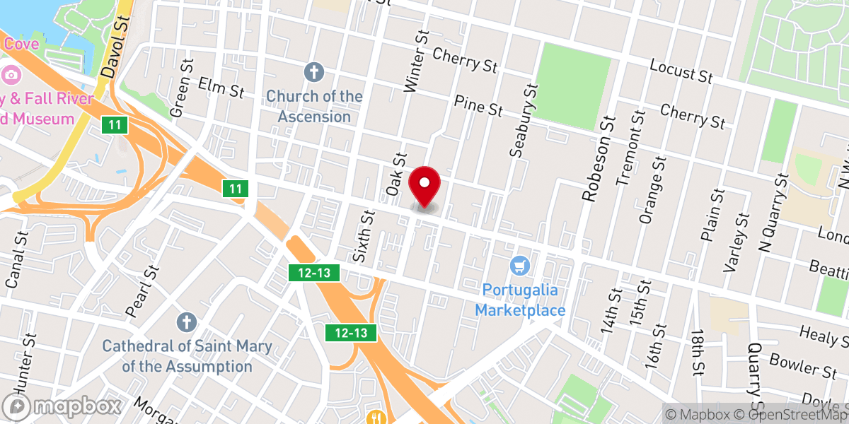 Map showing location of The Salvation Army Fall River Corps Community Center