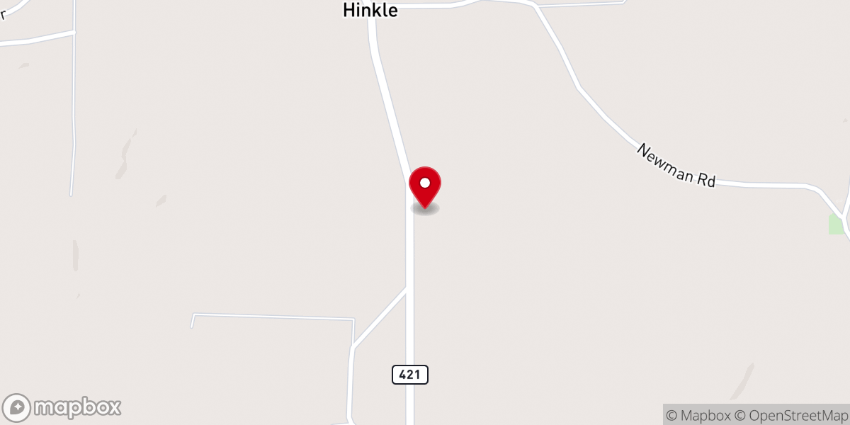 Map showing location of Hinkle Church