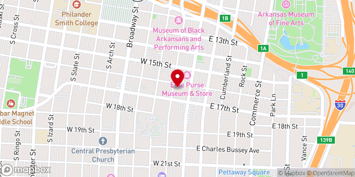 Map showing location of Quapaw Quarter United Methodist