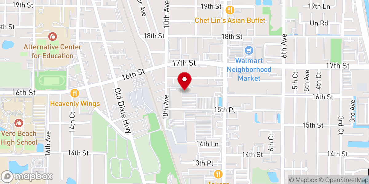 Map showing location of Iglesia de Dios Principe De Paz Vero Beach