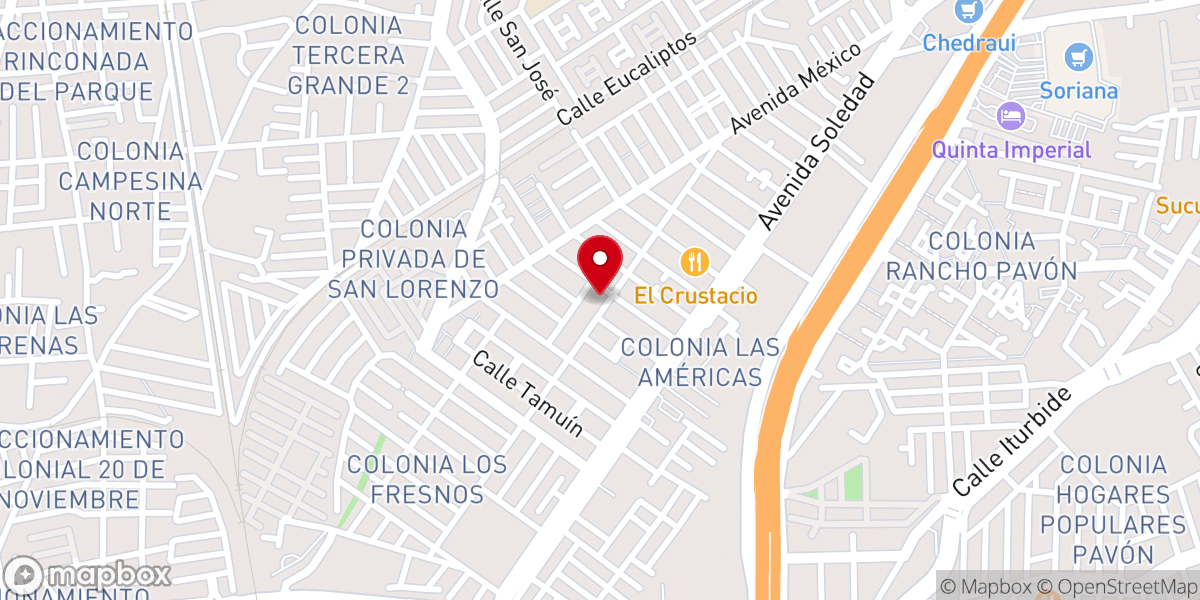 Map showing location of Parroquia de San Felipe de Jesús