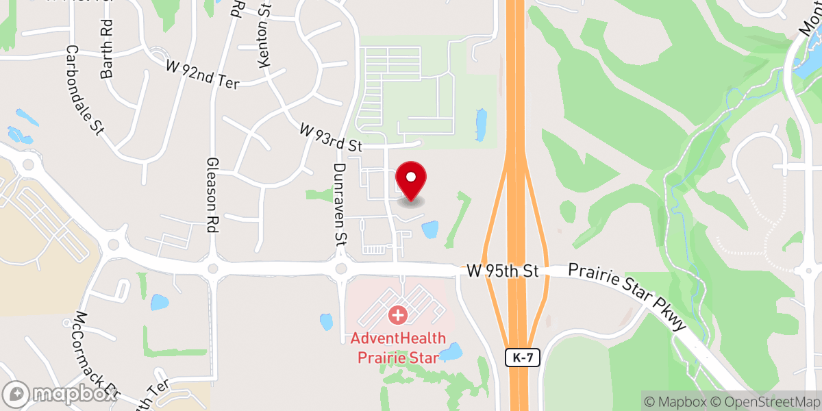 Map showing location of Kaw Prairie Community Church