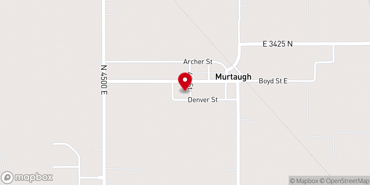 Map showing location of Murtaugh City Hall
