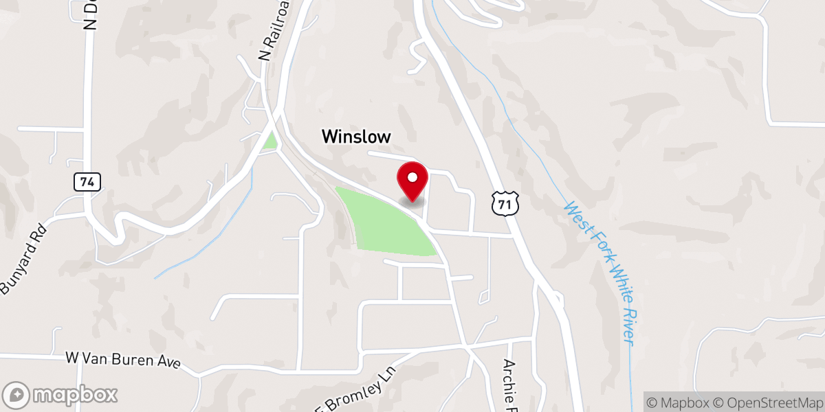 Map showing location of Winslow Methodist Church