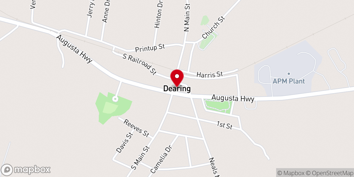 Map showing location of Dearing