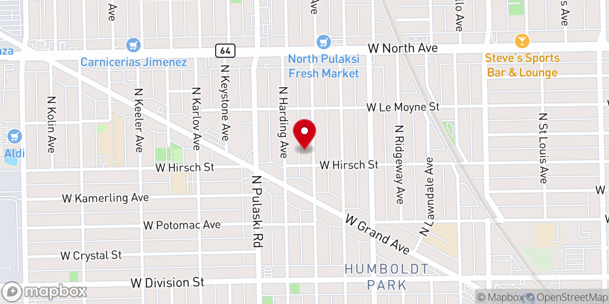Map showing location of New Life Community Church Humboldt Park