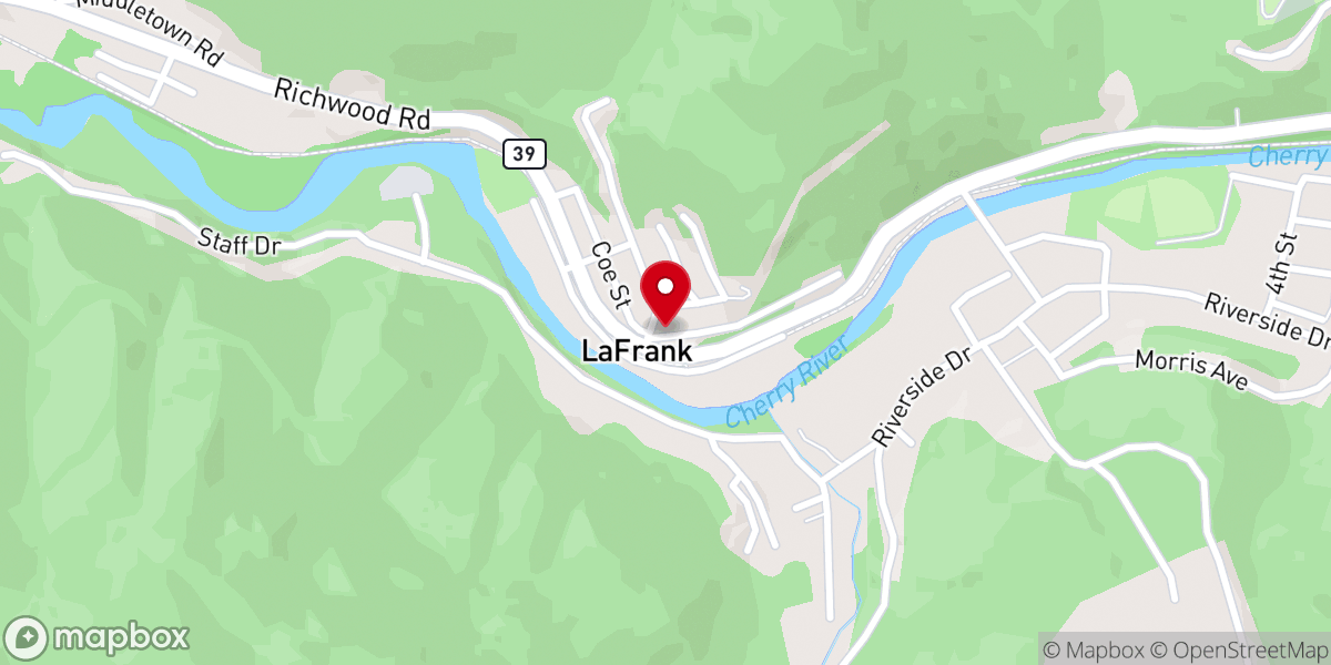 Map showing location of LaFrank United Methodist Church
