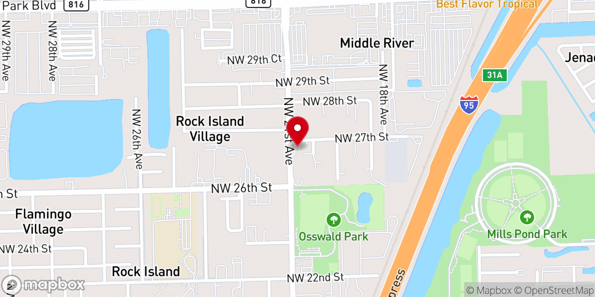 Map showing location of Pentecostal Temple Revival Center