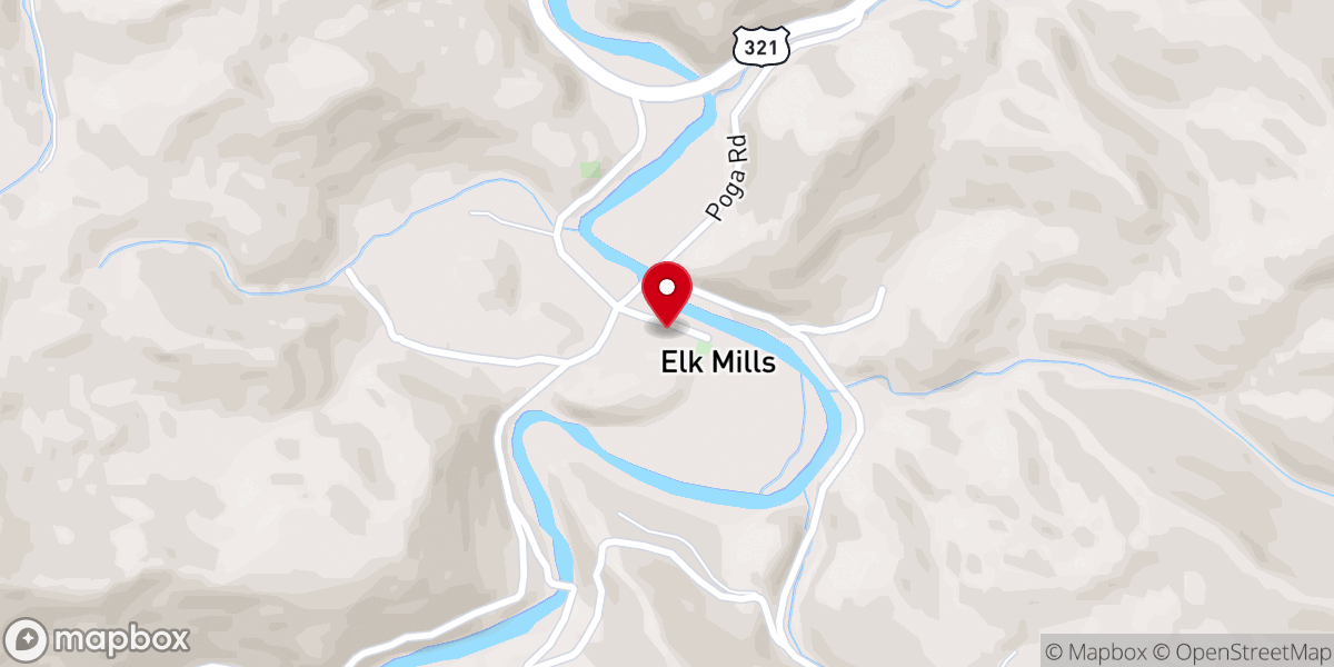 Map showing location of Elk Mills Christian Church