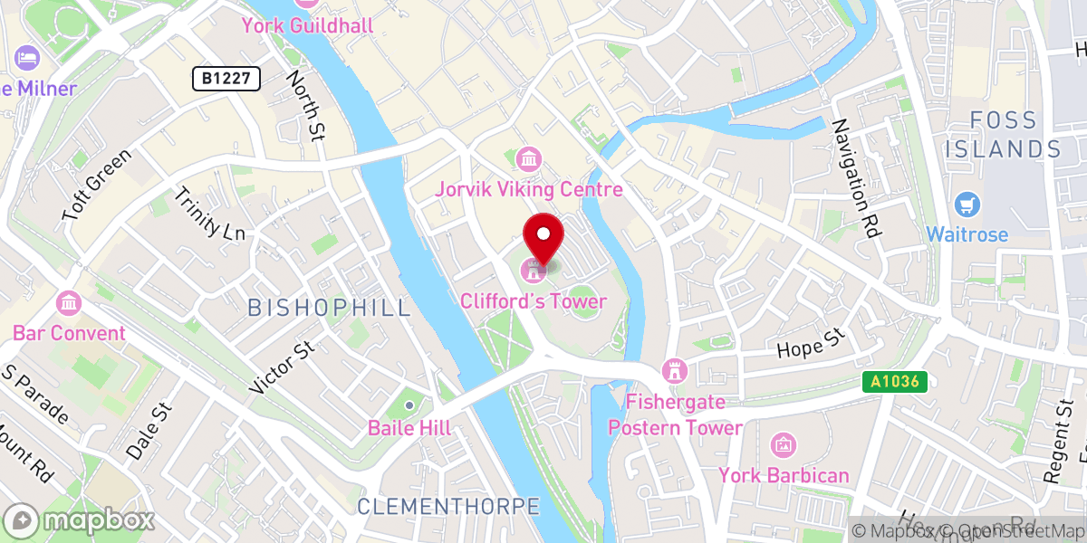 Map showing location of Clifford's Tower, York