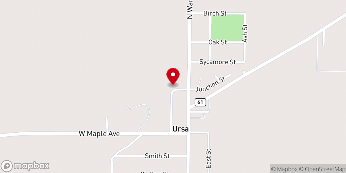 Map showing location of Ursa Christian Church