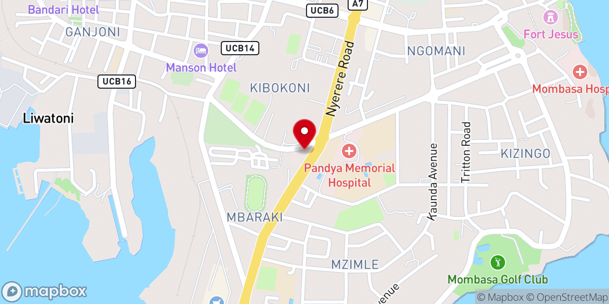 Map showing location of City Light Christian Church, Mombasa