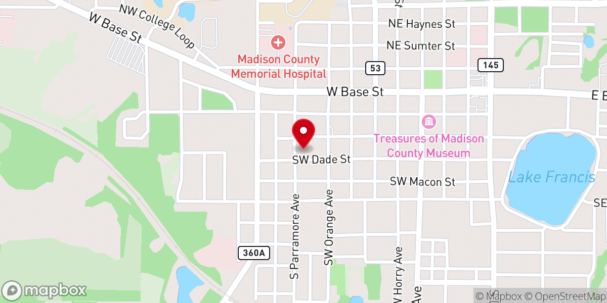 Map showing location of Mt Zion Church