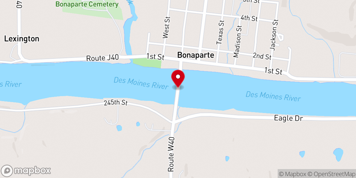 Map showing location of Bonaparte Bridge