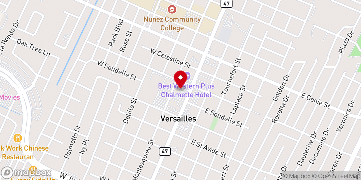 Map showing location of Café Roma Chalmette