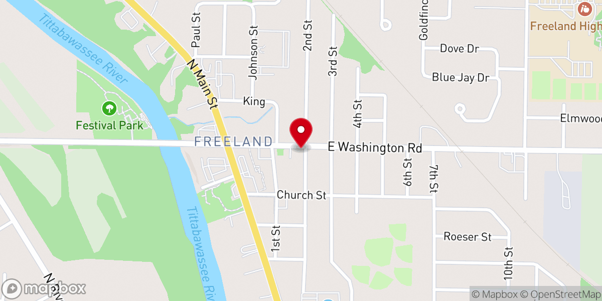 Map showing location of Freeland Assembly of God