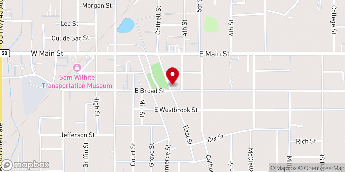 Map showing location of First Presbyterian Church