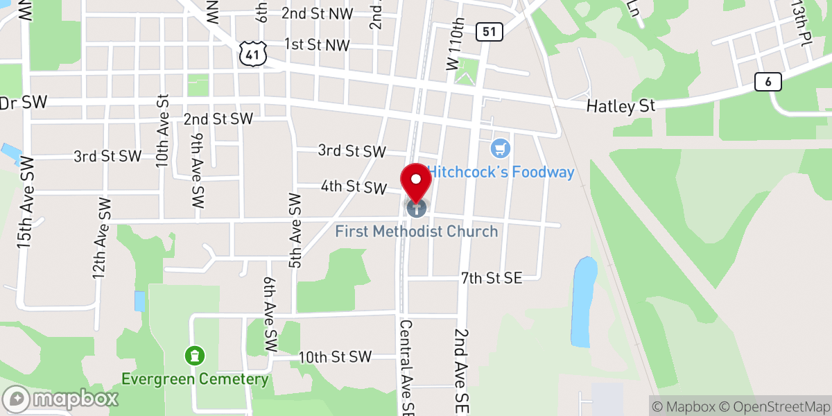 Map showing location of First United Methodist Church