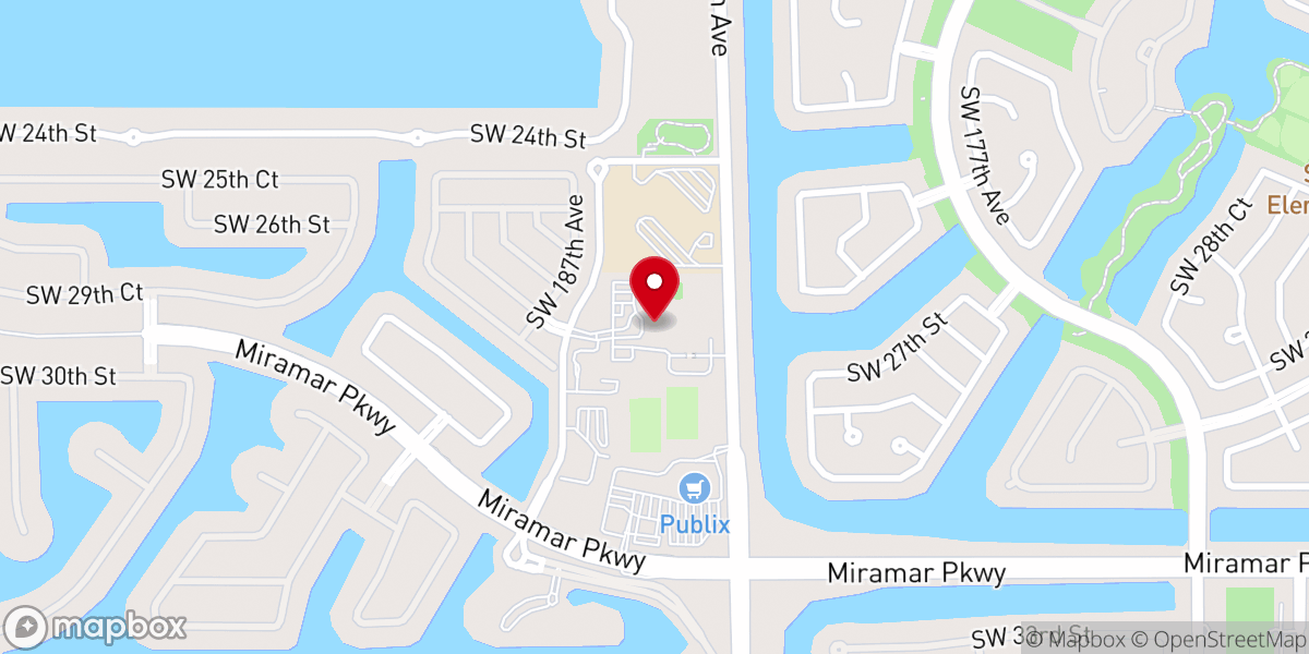 Map showing location of Sunset Lakes Community Center