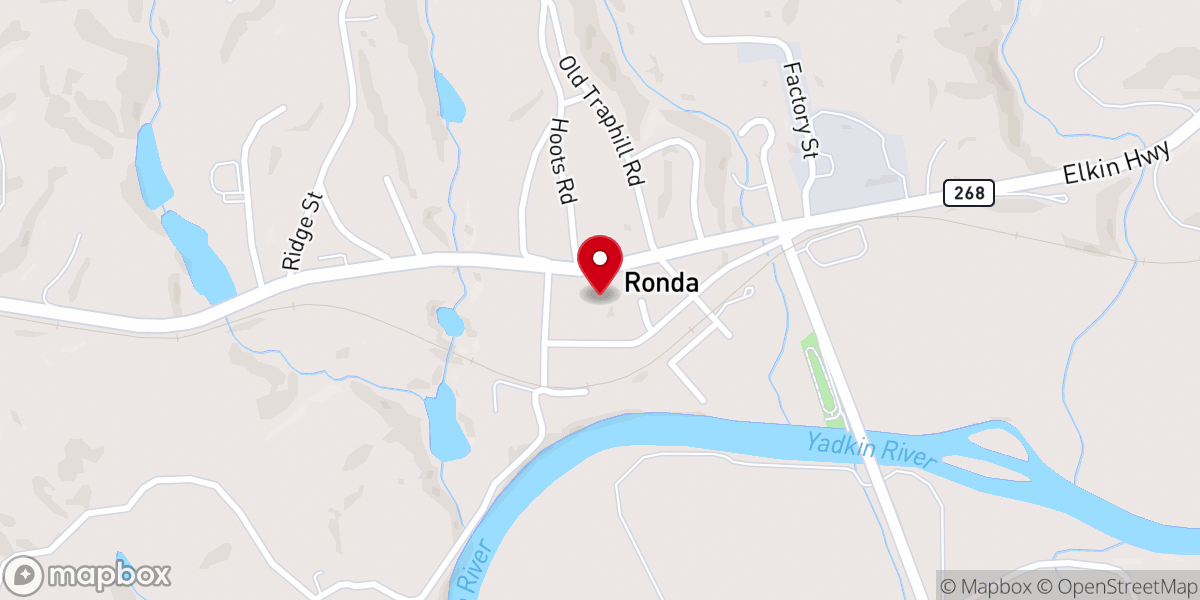 Map showing location of First Baptist Church of Ronda